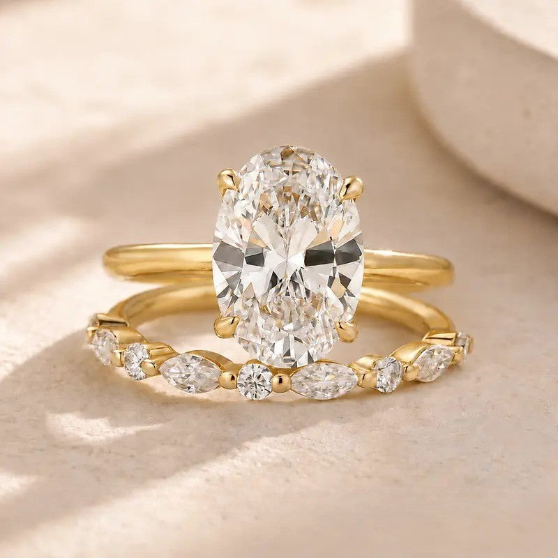 2pc Classy Oval Cut Bridal Ring Set