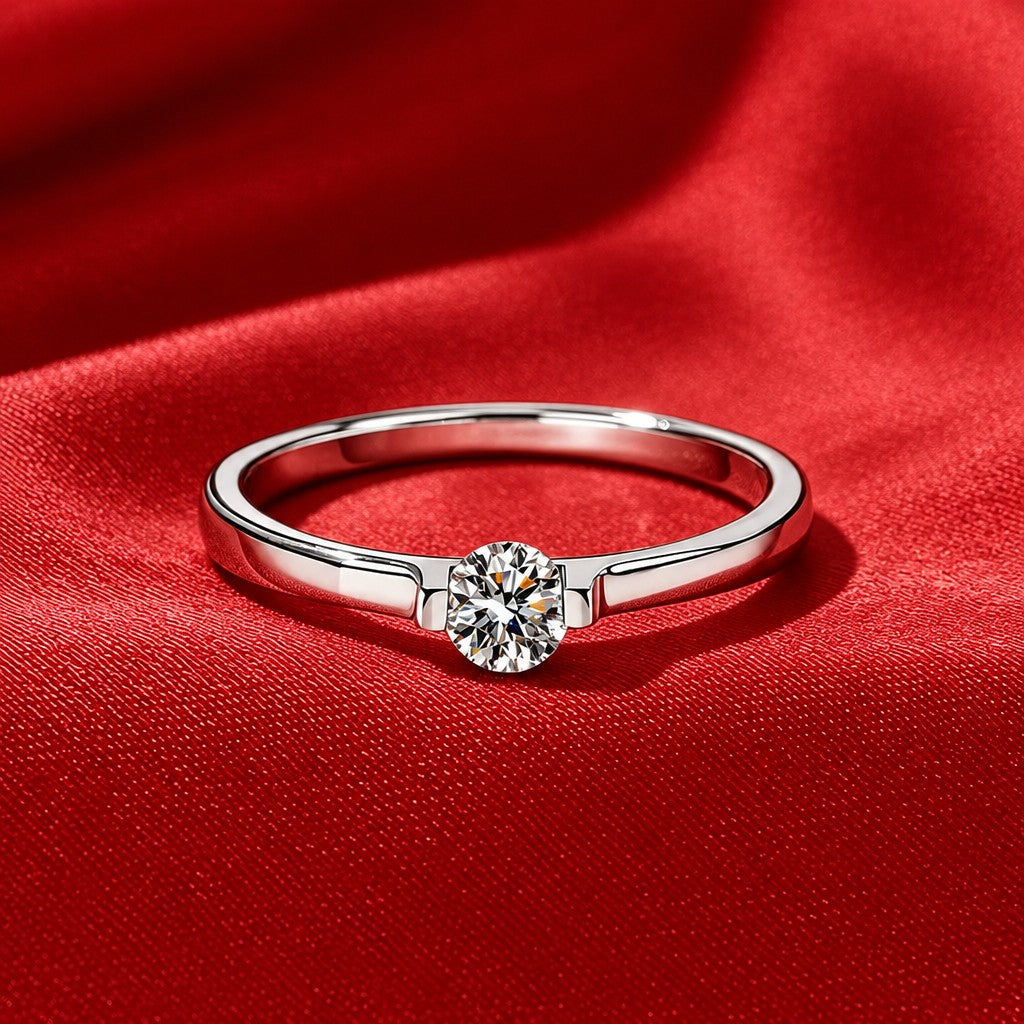 Classy Round Zircon Solitaire Ring