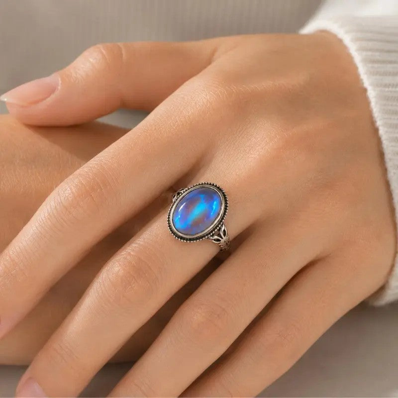 Classy Iridescent Oval Statement Ring