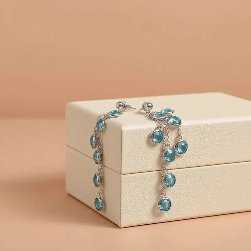 Elegant Ice Blue Cascade Drop Earrings