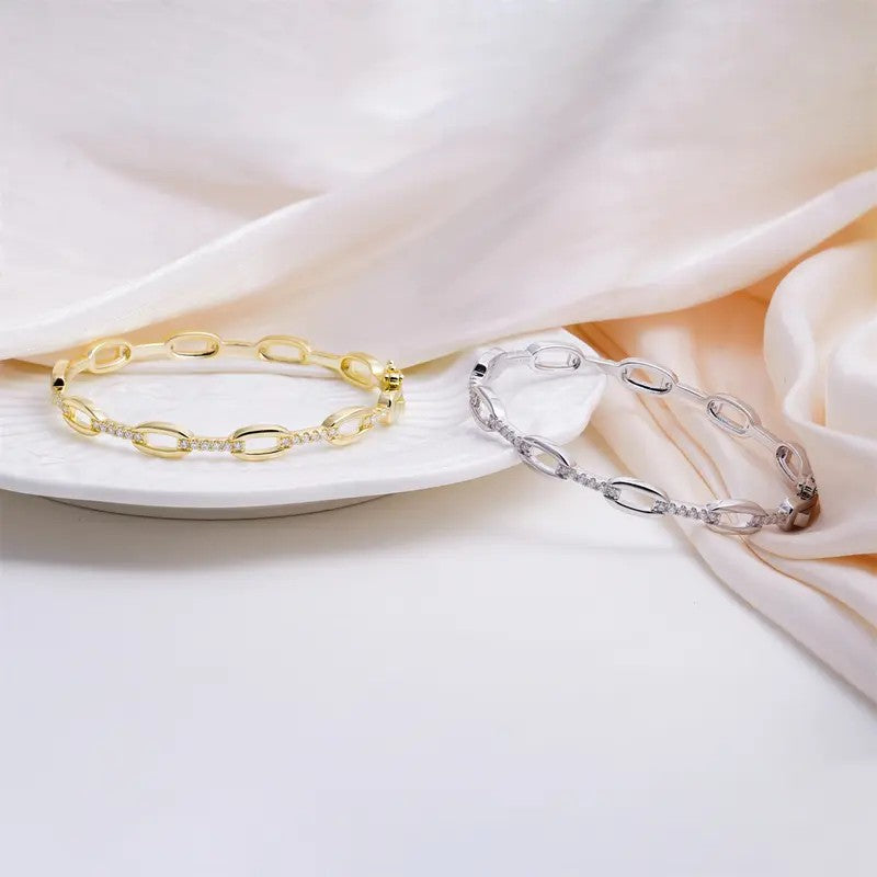 Classy CZ Oval Link Bracelet