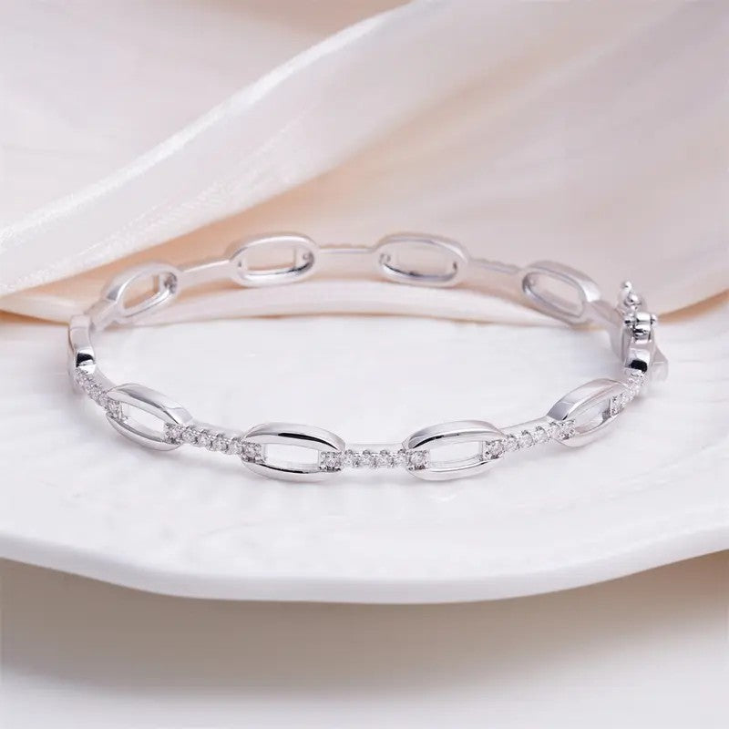 Classy CZ Oval Link Bracelet
