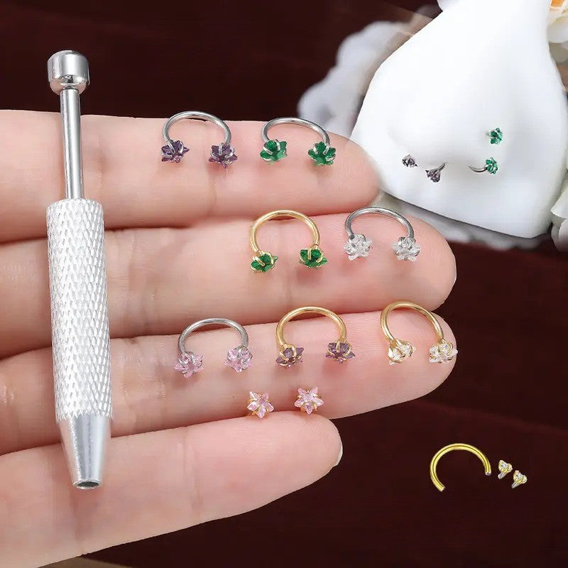6pc Dainty Star CZ Nose Ring Set