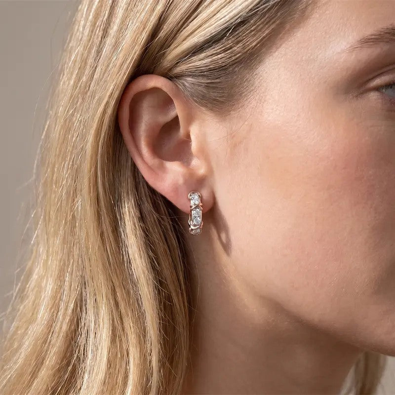 Elegant Criss Cross CZ Hoop Earrings