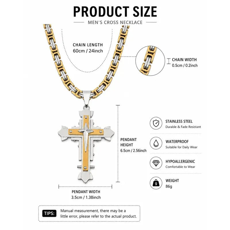 Edgy Black Inlay Cross Necklace