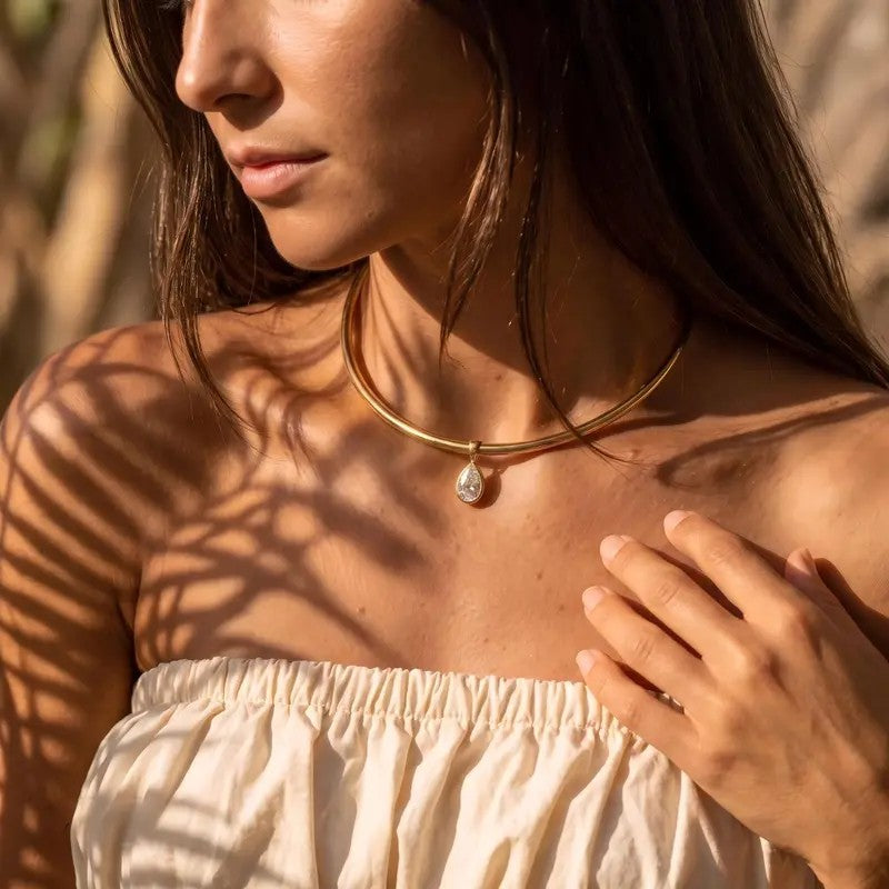 18k Elegant Water Drop Cuff Necklace