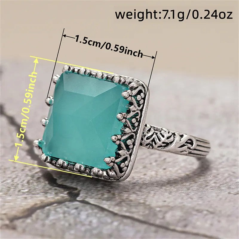 Elegant Vintage Teal Statement Ring