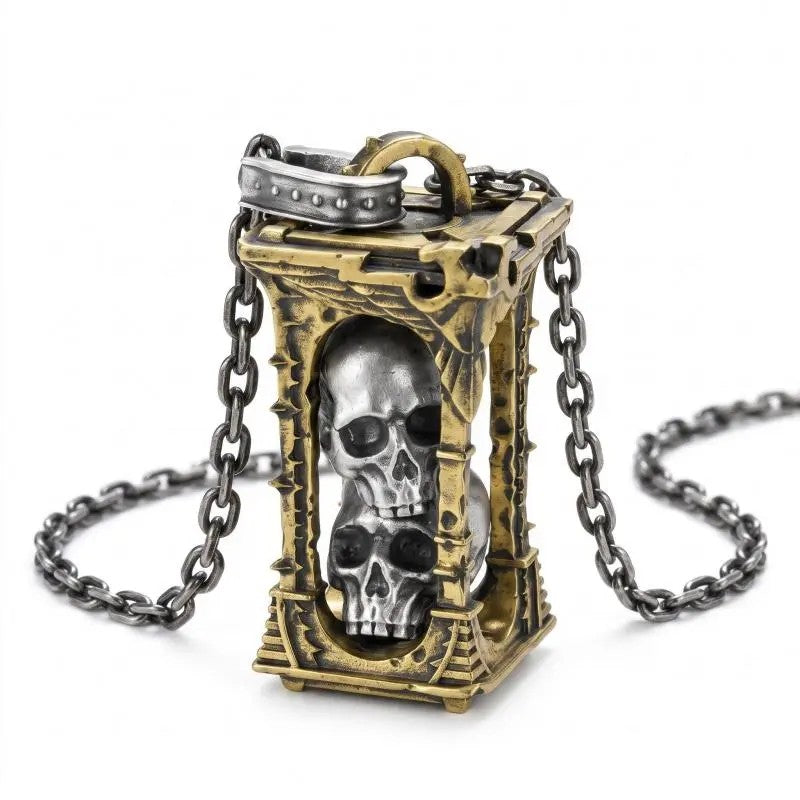 Edgy Gothic Skull Cage Necklace