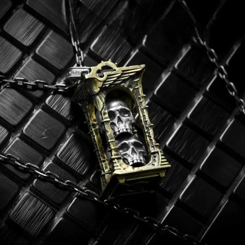 Edgy Gothic Skull Cage Necklace