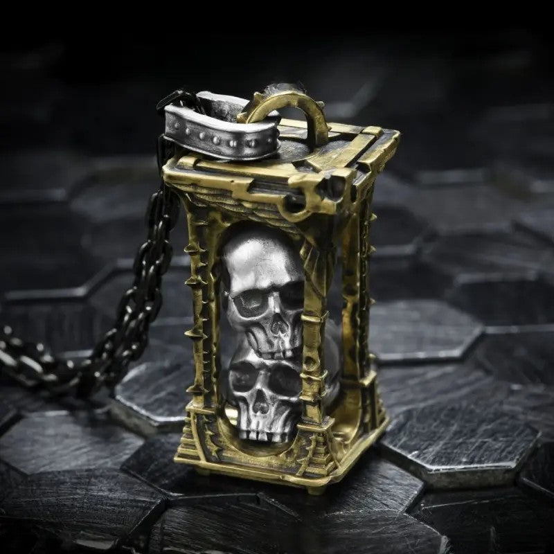Edgy Gothic Skull Cage Necklace