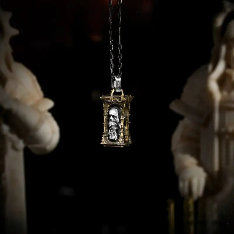 Edgy Gothic Skull Cage Necklace