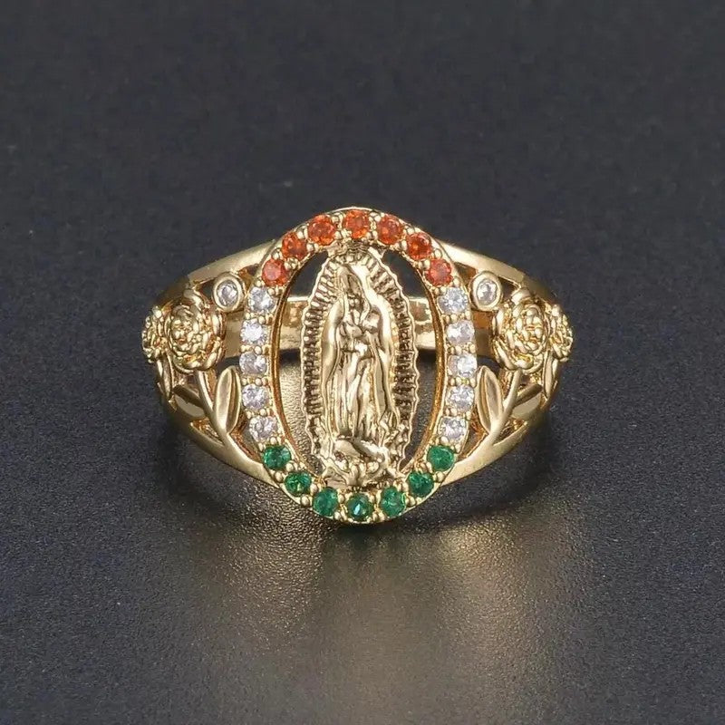 Romantic Virgin Mary Gemstone Ring