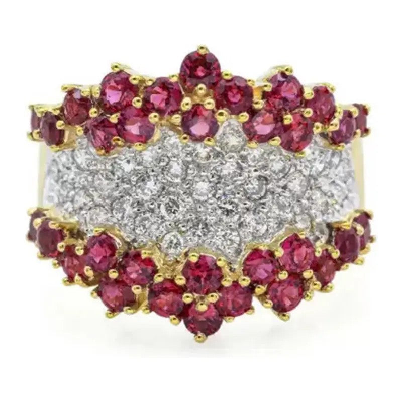 Classy Ruby Cluster Pave Ring