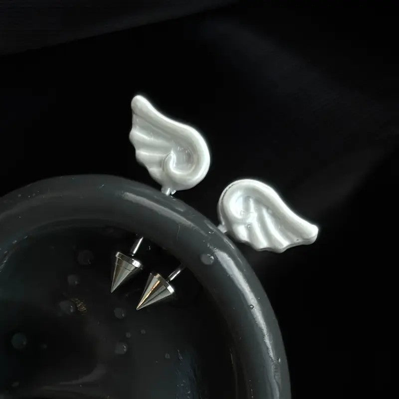 6pc Y2K Angel Wing & Paw Stud Earring Set