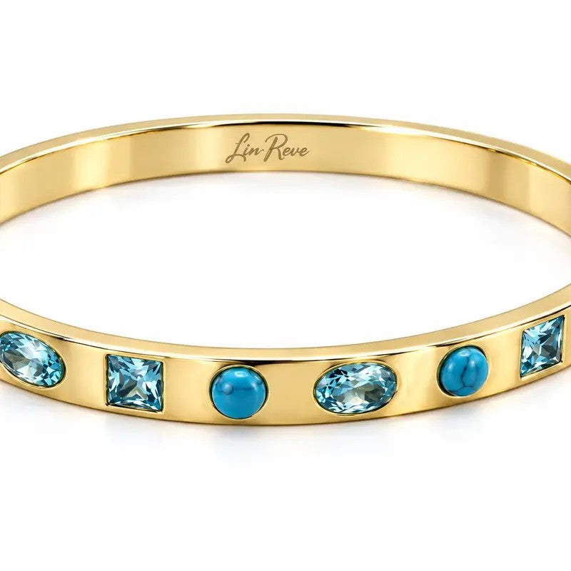 Elegant Turquoise & Blue Zircon Bangle