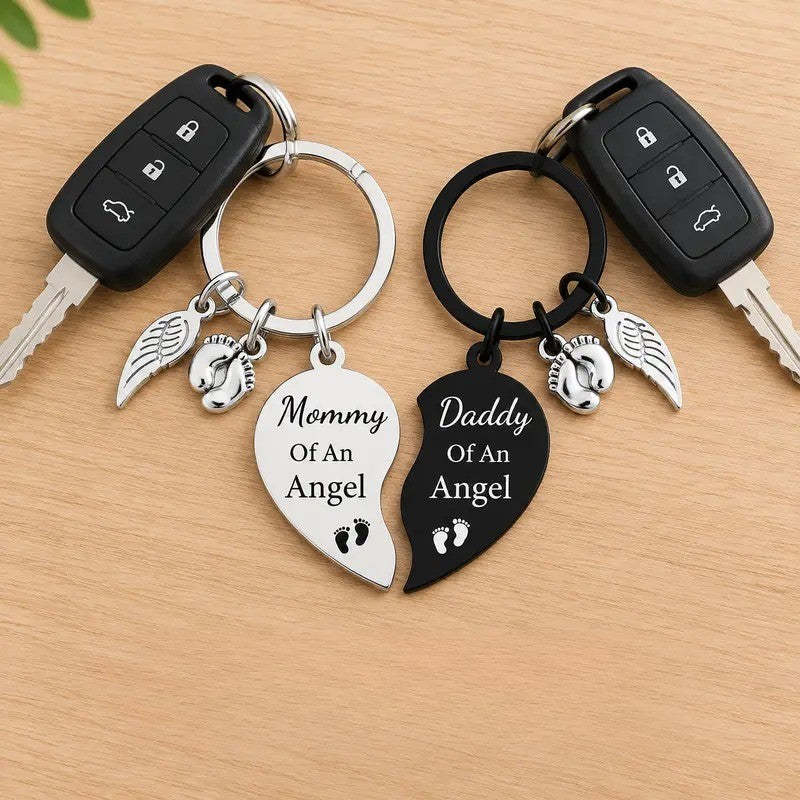 2pc Romantic Angel Wing Heart Keychain Set