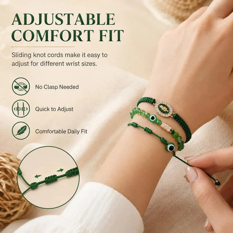 4pc Boho Braided Charm Bracelet Set