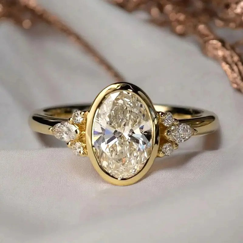 Elegant Oval Zircon Cluster Ring