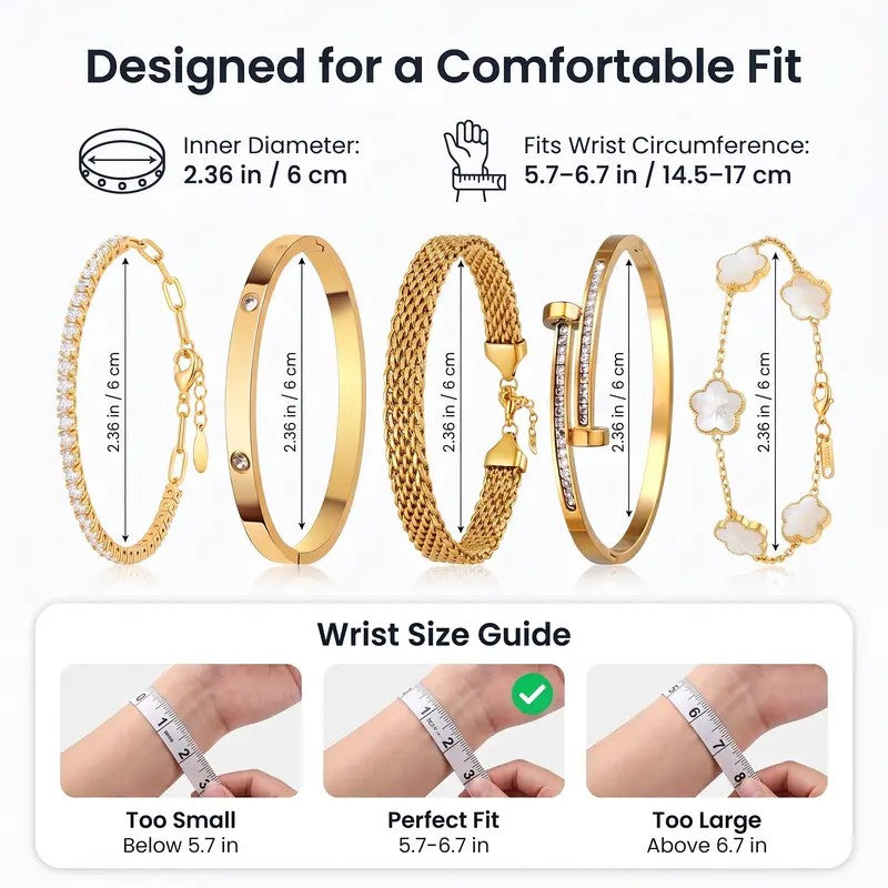 5pc Classy CZ & Clover Bracelet Set