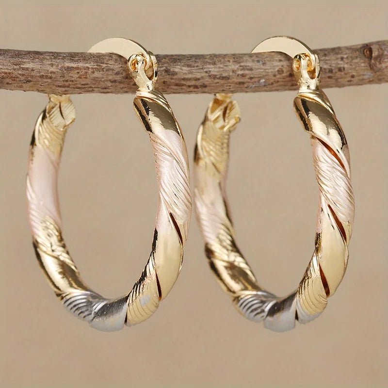 Triple Contrast Wrap Hoop Earrings - Veinci