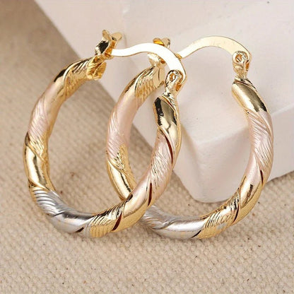 Triple Contrast Wrap Hoop Earrings - Veinci