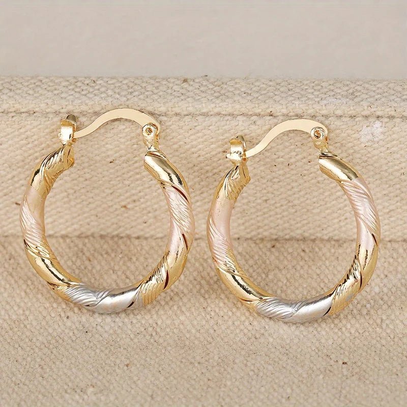 Triple Contrast Wrap Hoop Earrings - Veinci