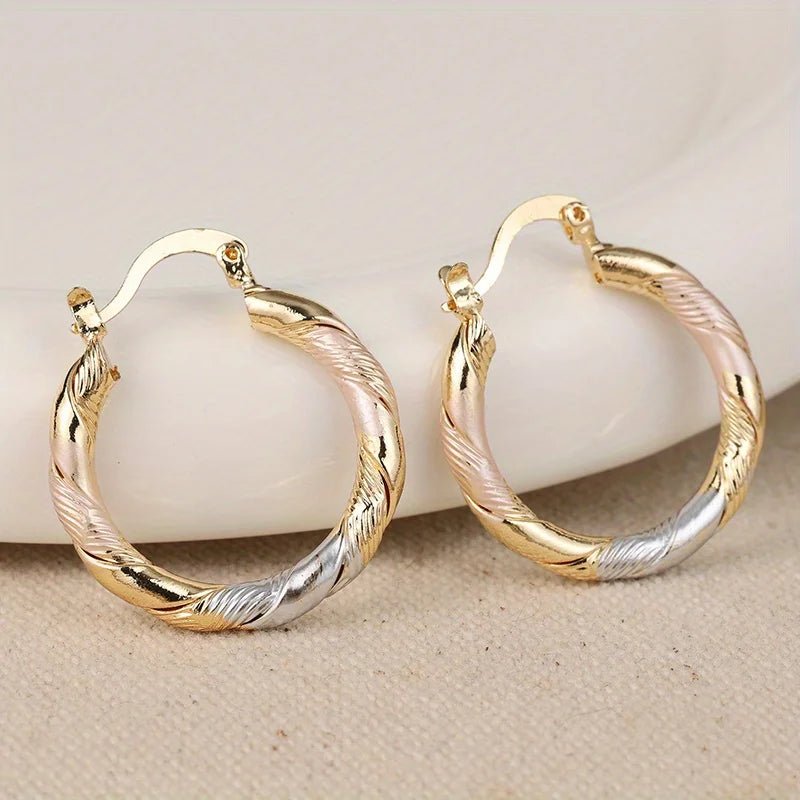 Triple Contrast Wrap Hoop Earrings - Veinci