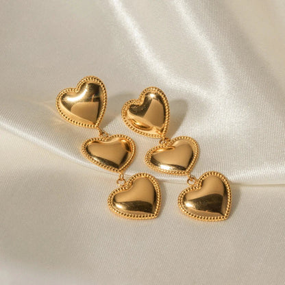 Triple Hearts Drop Earrings - Veinci