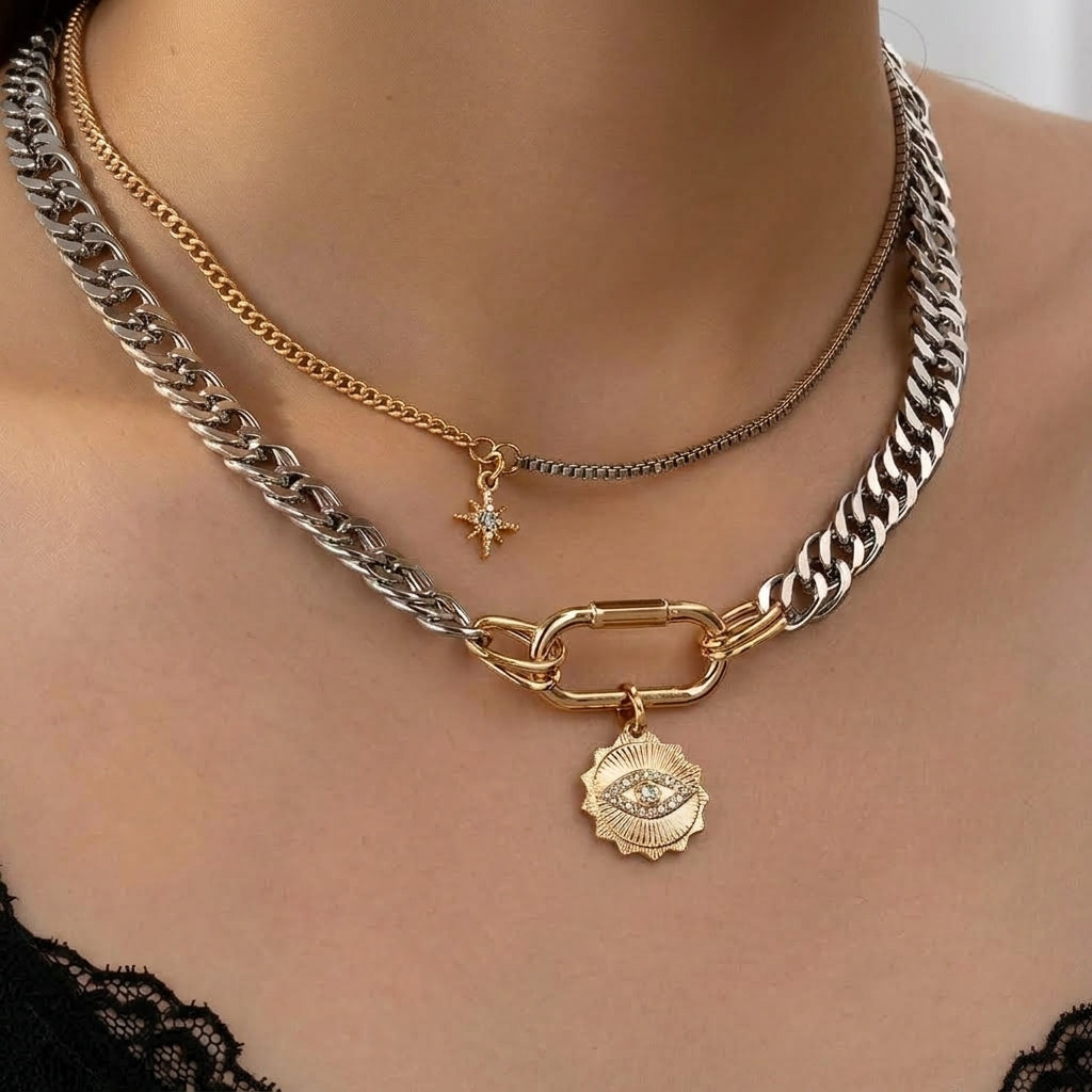 Chunky Layered Mixed Chain Necklace