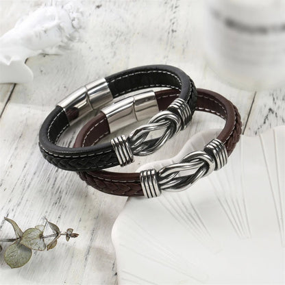 Unisex Eternal Love Knot Leather Bracelet - Veinci