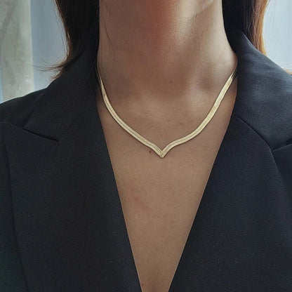 V Taper Herringbone Necklace - Veinci