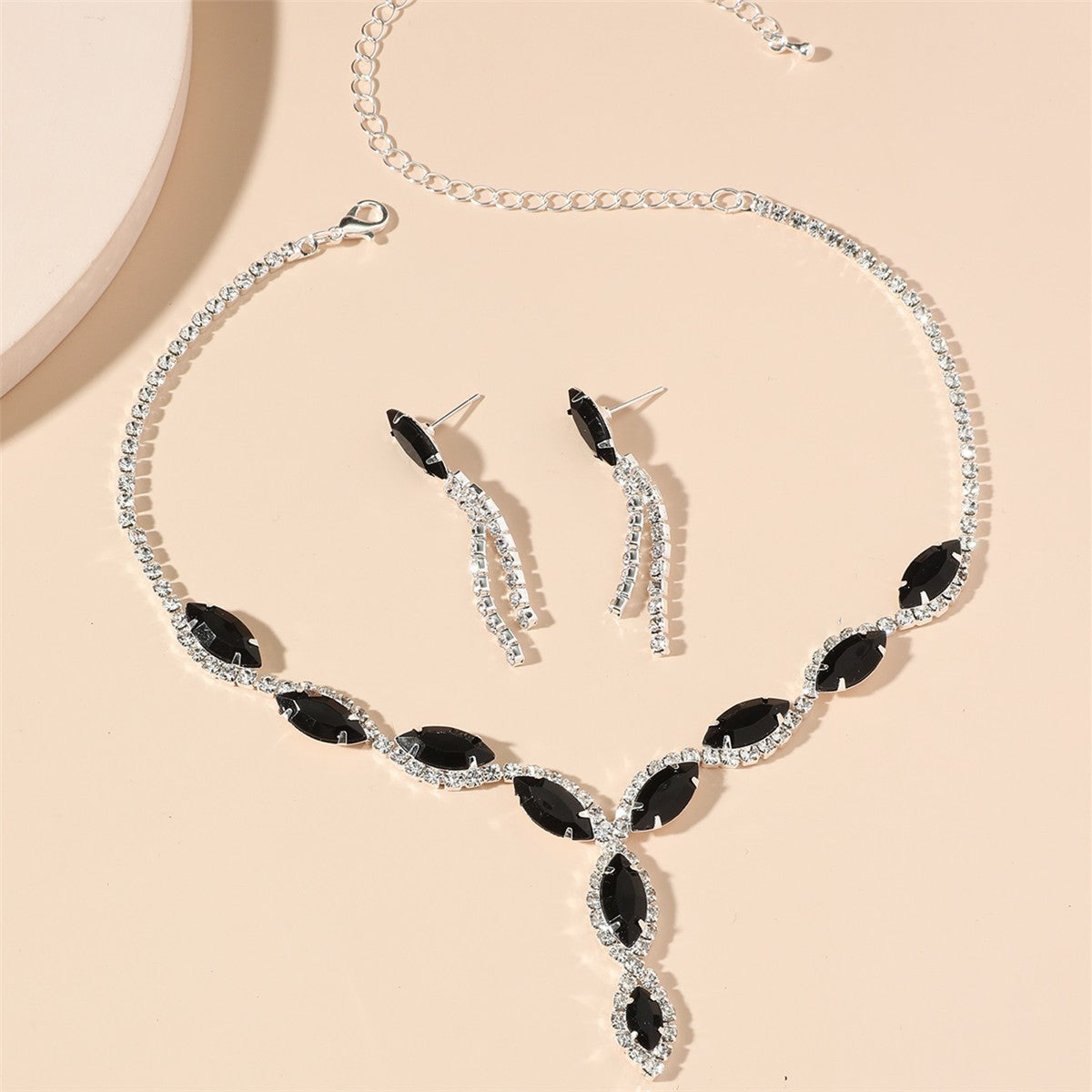Classy Purple Marquise Necklace & Earring Set