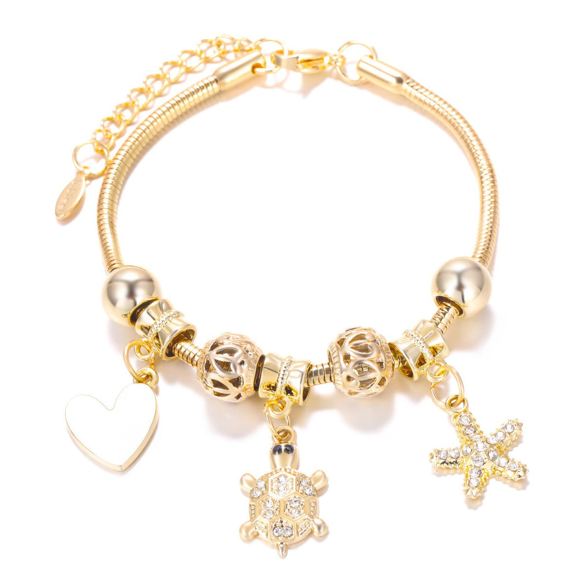Dainty Fairy Flower Charm Snake Chain Bracelet