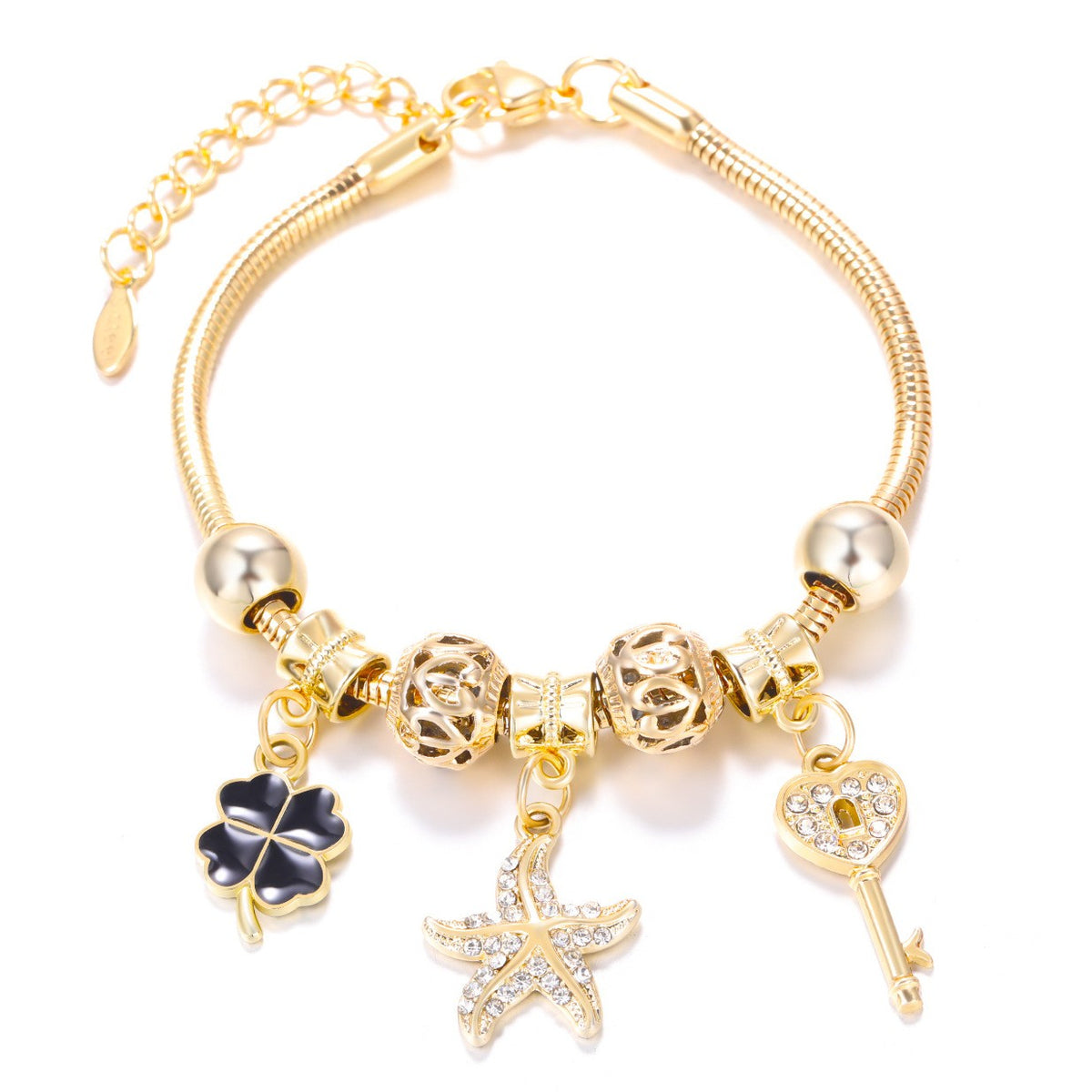Dainty Fairy Flower Charm Snake Chain Bracelet