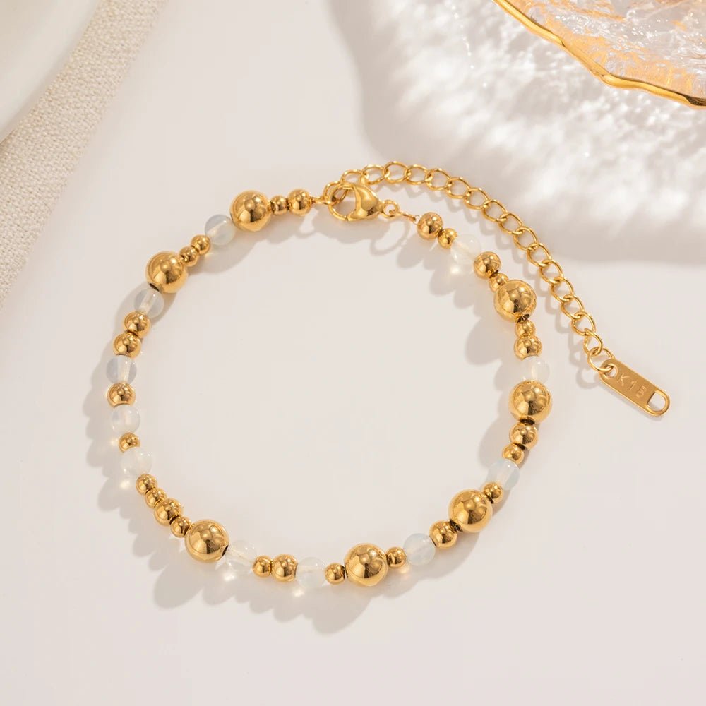 Vintage Inspired Contrast Gold Bead Bracelet and Necklace Set - Veinci