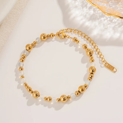 Vintage Inspired Contrast Gold Bead Bracelet and Necklace Set - Veinci