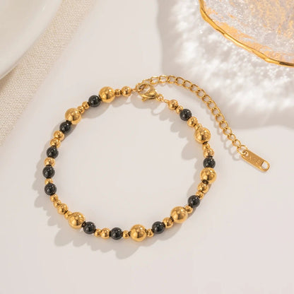 Vintage Inspired Contrast Gold Bead Bracelet and Necklace Set - Veinci