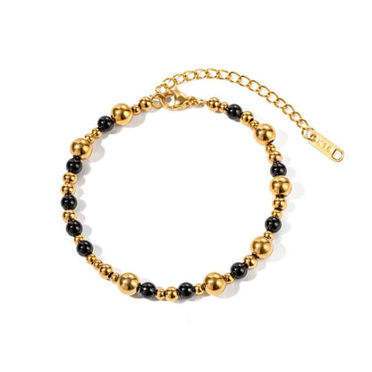 Vintage Inspired Contrast Gold Bead Bracelet and Necklace Set - Veinci