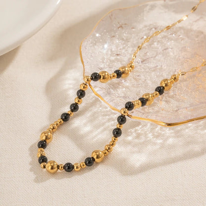 Vintage Inspired Contrast Gold Bead Bracelet and Necklace Set - Veinci