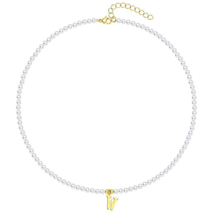 Elegant Gold Accented Pearl Letter Initial Necklace