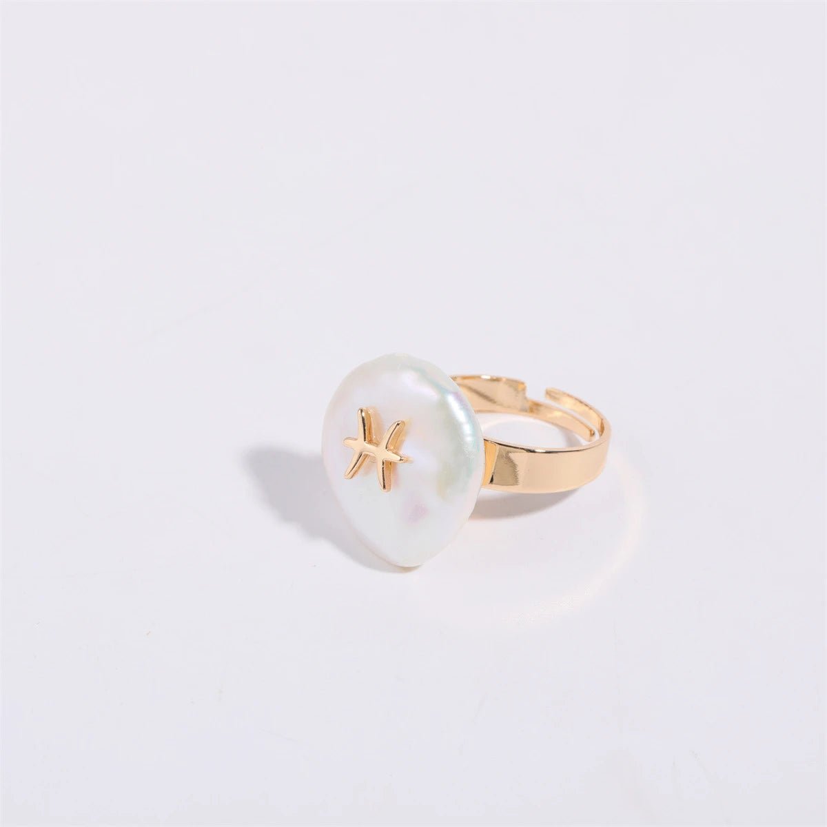 Zodiac Sign Large Pearl Statement Ring - Veinci