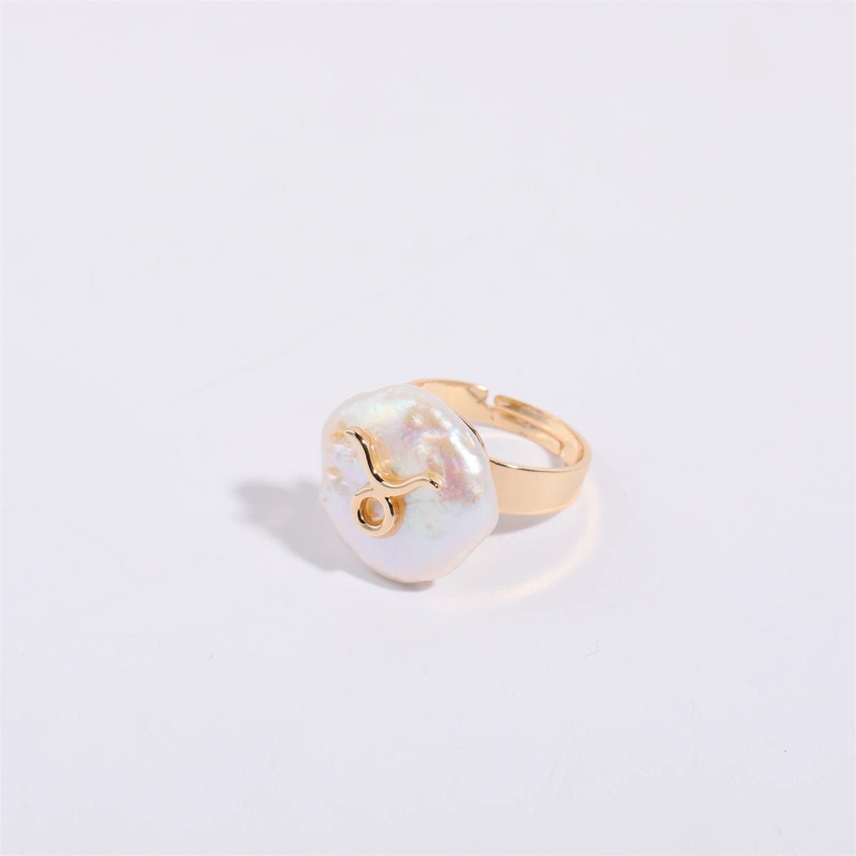 Zodiac Sign Large Pearl Statement Ring - Veinci