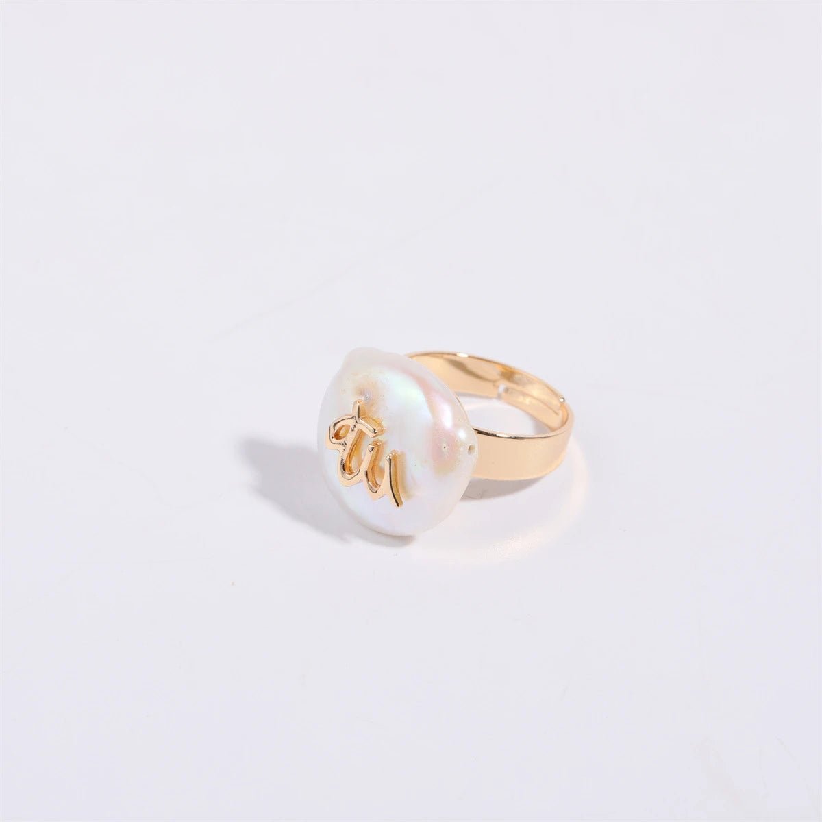 Zodiac Sign Large Pearl Statement Ring - Veinci