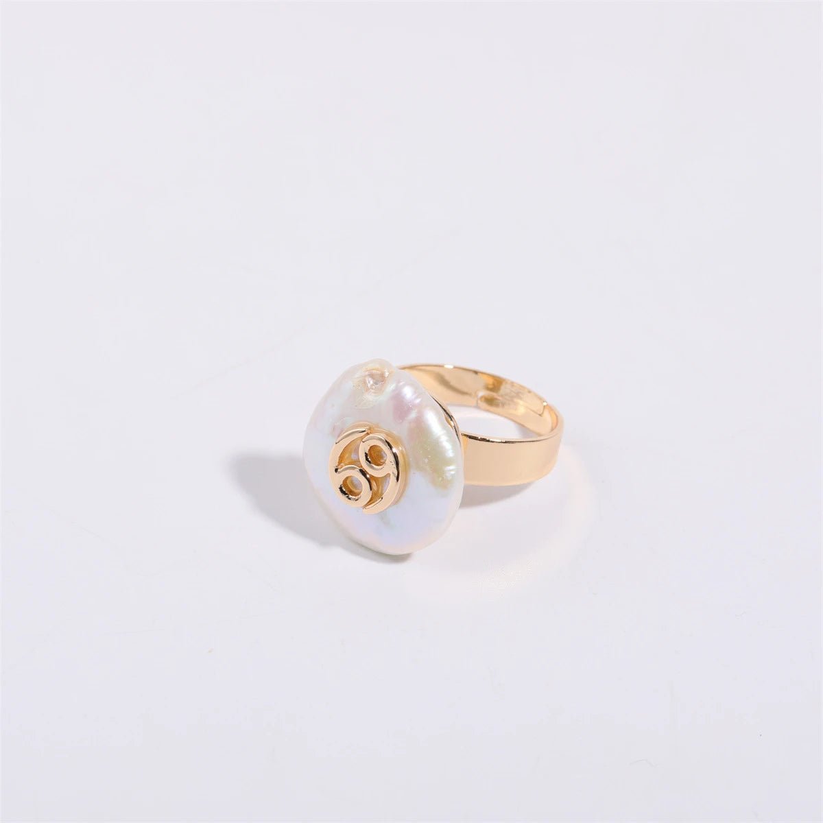 Zodiac Sign Large Pearl Statement Ring - Veinci