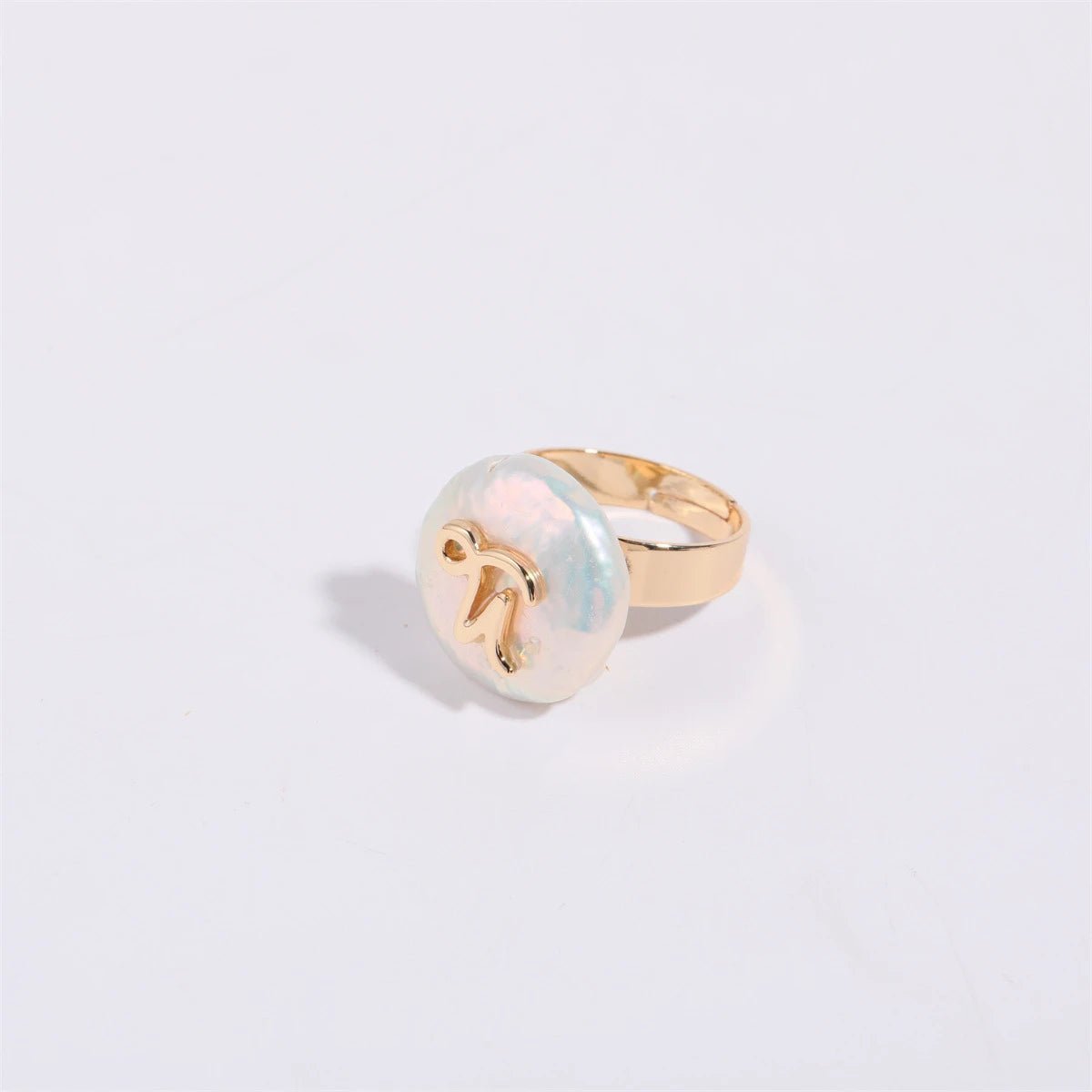 Zodiac Sign Large Pearl Statement Ring - Veinci