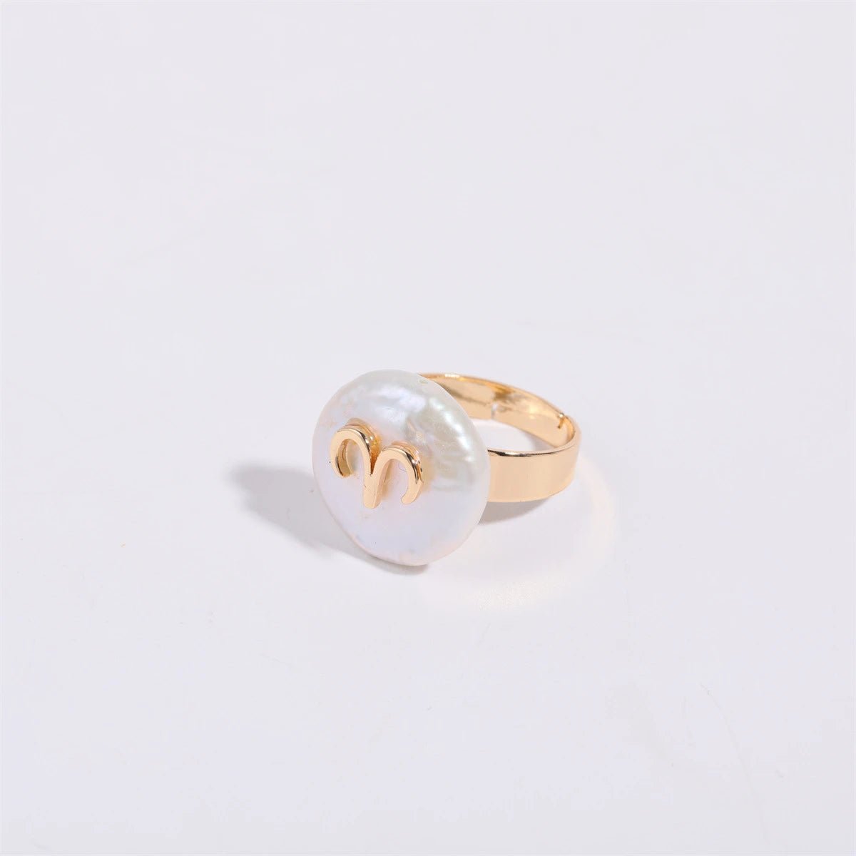 Zodiac Sign Large Pearl Statement Ring - Veinci