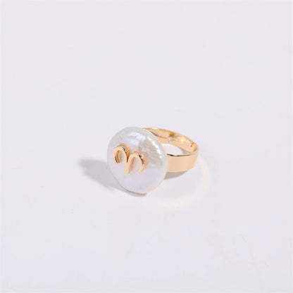 Zodiac Sign Large Pearl Statement Ring - Veinci