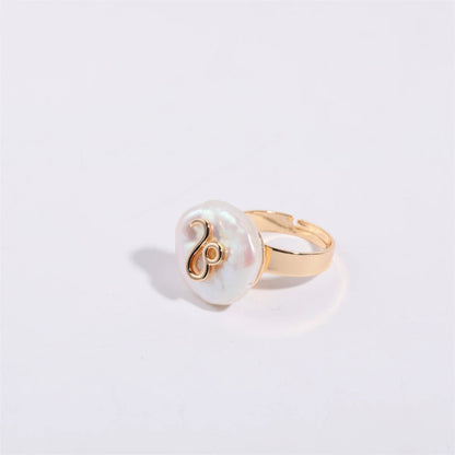 Zodiac Sign Large Pearl Statement Ring - Veinci