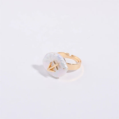 Zodiac Sign Large Pearl Statement Ring - Veinci