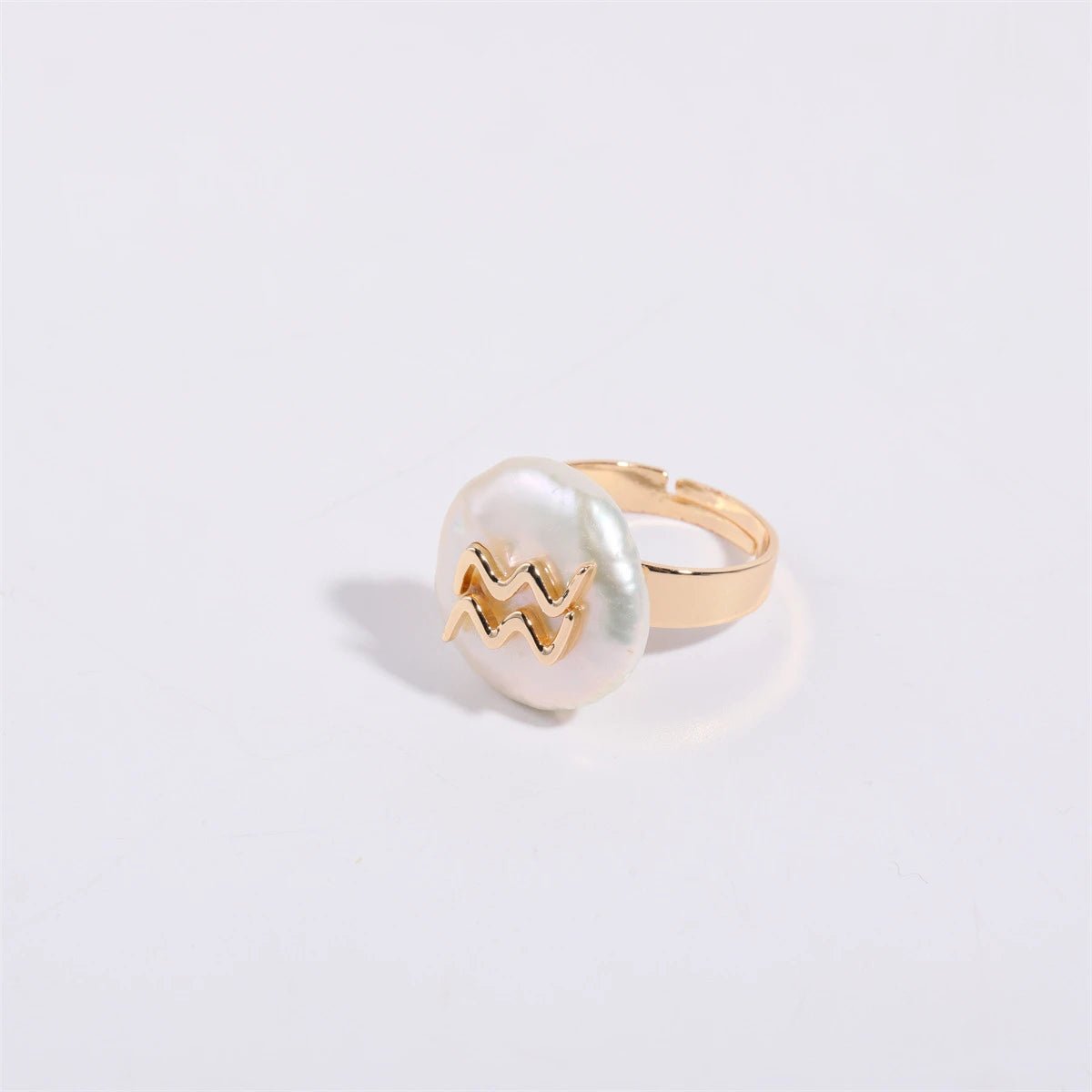 Zodiac Sign Large Pearl Statement Ring - Veinci